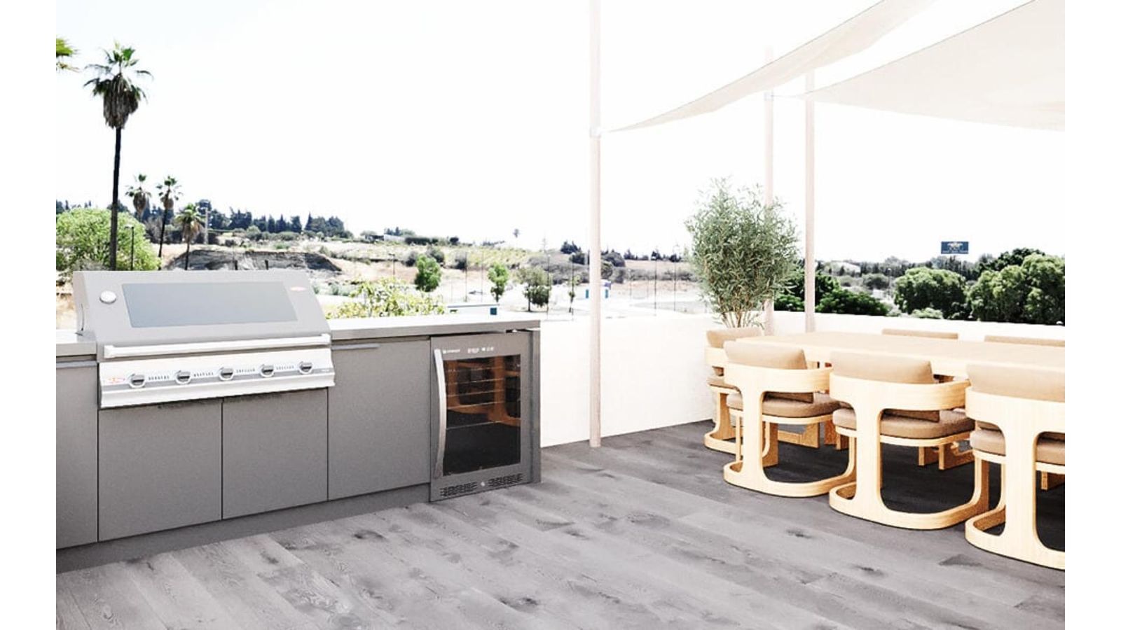 Buitenkeuken met eethoek en uitzicht in Estepona